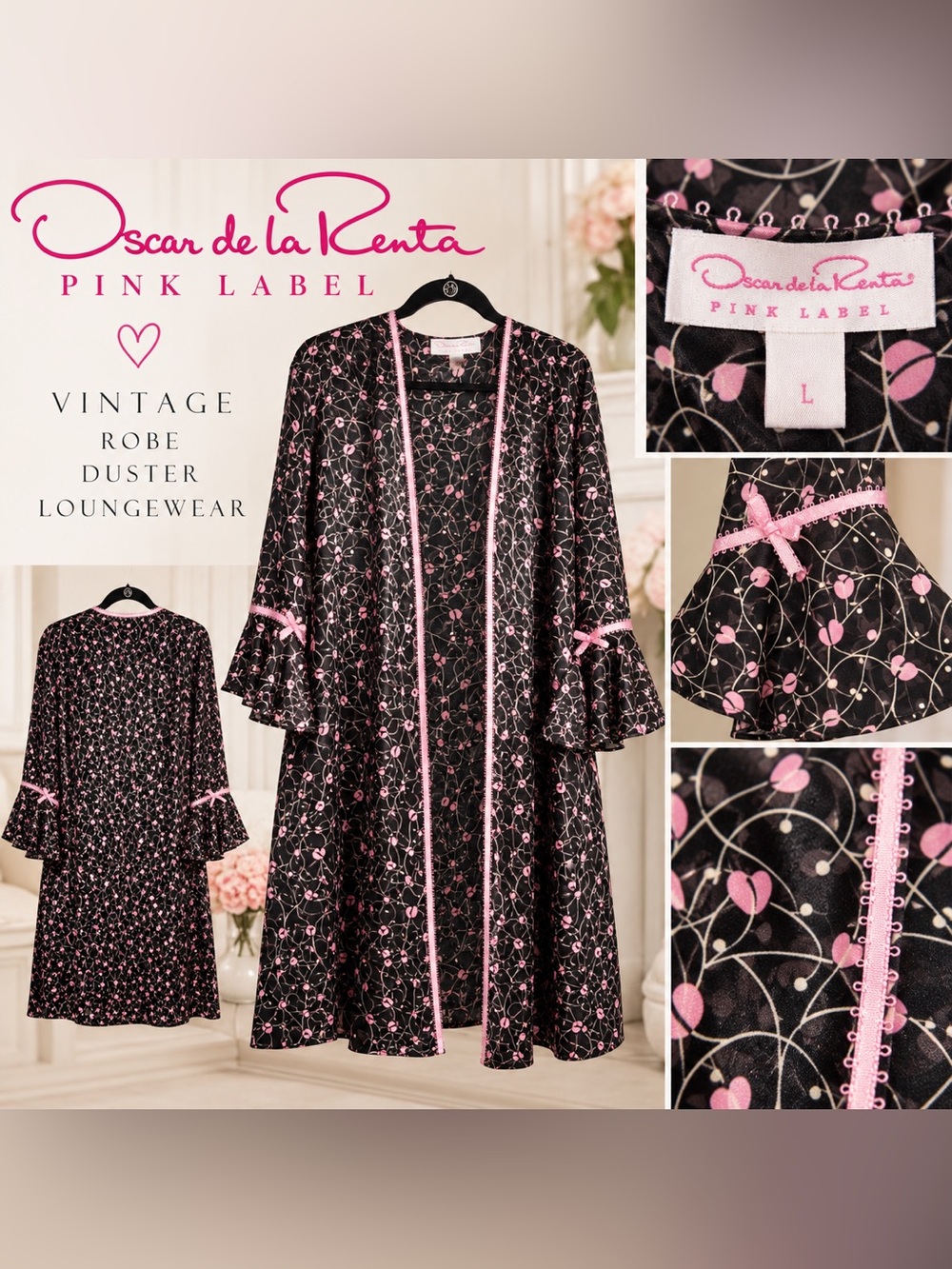 Oscar de la Renta Pink Label Vintage Robe Size Large